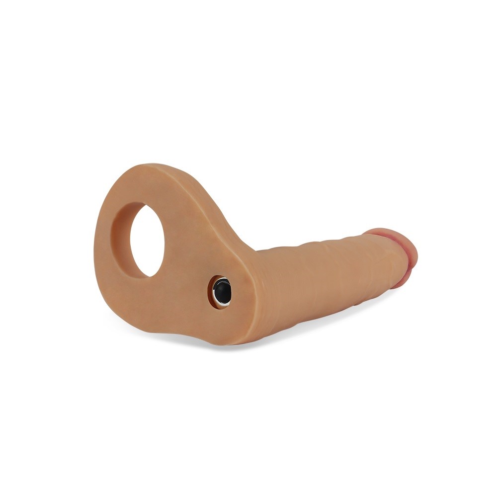 16 cm Realistik Titreşimli Penis Halkalı Anal Dildo - Görsel 4