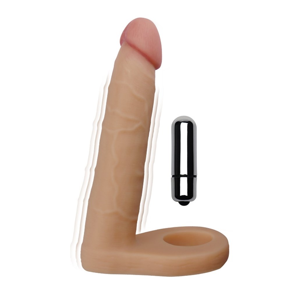 16 cm Realistik Titreşimli Penis Halkalı Anal Dildo