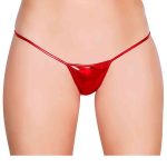 Deri Görünümlü Tanga Siyah - Kırmızı